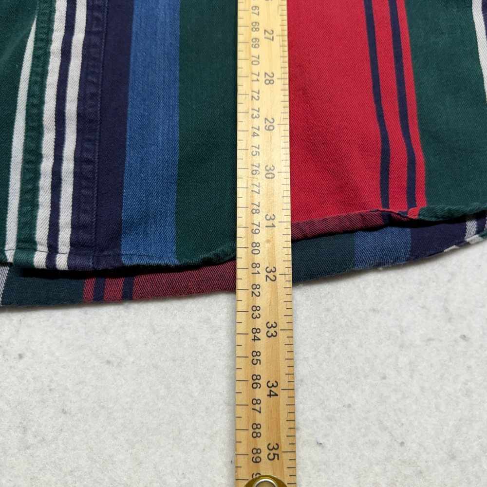 Vintage Chaps Ralph Lauren Multi Color Striped Button Down Shirt XL 90s Preppy - Picture 10 of 10